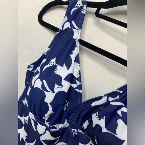 SOLD ❌Summer Mae Blue Floral Print Swimdress Bathing Suits | Large One Piece NWT - Picture 9 of 16